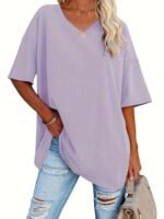 Plus Size, Cross-Border European And American Women'S Spring/Summer New Loose Fit Half-Sleeve Waist-Tied Top