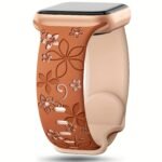 Women'S Floral Engraved For Apple Watch Band - Soft Silicone Sport Strap With Butterfly Clasp, Cute Flower Pattern Compatible With Series 1-10 & Ultra/Ultra 2/3/Se (38Mm-49Mm) - & Floral Design, Comfortable Durable Strap For Casual Attire - Image 7