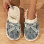 Cozy & Chic Women'S Winter Plush Slippers - Soft, Warm Indoor Comfort With Non-Slip Pvc Sole, Cream Cuff Detail, Hand Washable - Perfect For Home Relaxation - Image 26