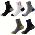 5 Pairs Of Men'S Trendy Breathable Mid-Calf Socks, Comfortable Casual Soft Socks, Anti-Odor Sweat-Absorbing Breathable Comfortable Long Thick Socks, Ideal For Daily Wear & Outdoor Activities Autumn And Winter Warm Men'S Sports Socks - Image 2