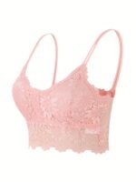 Women'S Hollow Out Wrapped Breast Lace Cami Bras, Anti-Slip Solid Medium Stretch Padded Bra, Women'S Lingerie & Underwear - Image 2