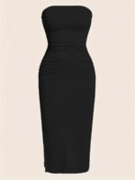 Ruched Solid Tube Dress, Casual Dress For Spring & Summer, Women'S Clothing - Image 2
