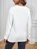 Leyou Liu Women'S Elegant Long Sleeve T-Shirt - Vibrant Purple Round Neck Top, Machine Washable Regular Fit For Autumn Winter Casual & Formal Wear, Autumn Wardrobe Essential, Sophisticated Texture, Durable Casualwear, Comfortable Fabric - Image 5