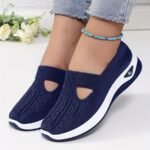 Women'S Breathable Knit Sneakers - Slip-On Low Top Sneakers With Plain Toe, Lightweight Pvc Sole, And Comfortable Fabric Upper For All-Day Wear (Green, Blue, Black, Purple, Pink), Casual Footwear | Minimalist Design | Breathable Fabric - Image 5