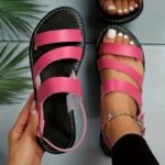 Women'S Adjustable Crisscross Strap Flat Sandals - Open-Toe Summer Beach Shoes With Buckle Closure, Soft Faux Cover & Tpr Sole, Black Casual Roman Sandals For Casual Attire, Strappy Sandals - Image 11