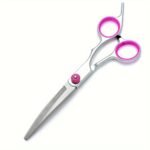 Professional Pet Grooming Scissors Set - Pink Curved Tooth Clippers For Dogs, Stainless Steel Blades, Ergonomic Handles, Ideal For Teddy Dogs And Self-Grooming, Dog Grooming Essentials|Ergonomic Design|Durable Construction, Dog Grooming Supplies - Image 3