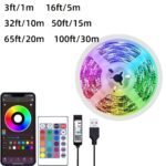 91.44Cm-30.48Meter Rgb Led Strip Lights With Remote & App Control, Adjustable Brightness, Diy Mode, Usb Powered, Abs Material, Non-Rechargeable Button Battery, For Bedroom, Living Room, Tv Mirror Backlight Decoration, Led Lights For Bedroom - Image 2