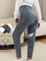 Plus Size Women'S High-Waisted 7/8 Leggings - Soft Stretchy Workout Tights With Four-Way Stretch, Herringbone Print & High Elastic Waistband For Gym, Yoga, Running - All-Season Machine Washable Fitness Pants - Image 4