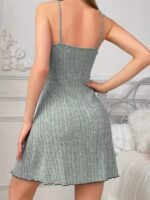Plus Size Women'S Striped Texture Fabric Nightgown - Image 8
