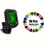 1Pc Accurate Clip-On Guitar Tuner With 360-Degree Rotatable Digital Display - Ideal For Acoustic Guitar, Ukulele, Bass, Violin, Banjo And Chromatic, Includes 10 Guitar Picks (Random Color) For Ultimate Convenience - Image 6