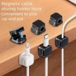 2/4/6Pcs Pp Magnetic Cable Clips: Adjustable, Non-Slip Cable Organizer, Charging Cable Storage Clip, For Neat Office Desk, Car And Home Wiring Fixing Storage Practical Gadget
