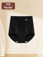 Miotan High-Waist Tummy Control Shapewear Panties For Women, Plus Size, Seamless, Comfort Fit, Butt Lifting, Breathable Polyester Blend, Black, Plus Size Panties - Image 5
