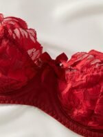 Contrast Lace Push Up Bra, Elegant Scallop Trim Bow Tie Bra, Women'S Lingerie & Underwear - Image 4