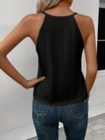 Women'S Casual Sleeveless Halter Neck Tank Top - Solid Color Black, Relaxed Fit, Machine Washable, Versatile All-Season Wear, Ladies Tank Tops, Easy Maintenance Clothing - Image 5