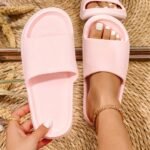 Solid Color Eva Pillow Slides, Soft Sole Lightweight Home Bathroom Slides, Non-Slip Comfort Beach Shoes