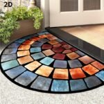Chic Art Design Non-Slip Door Mat - Thick, Soft Polyester Carpet For Home Decor, Ideal For Porches & Living Rooms