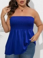 Women'S Elegant Off-Shoulder Crop Tube Top - Stretchy Solid Color Short Sleeve Blouse With Ruching Detail, Machine Washable For Spring Summer Fall Casual & Dressy Outfits, Crop Top Blouse, Seasonal Fashion, Flowy Fabric, Comfortable Fit - Image 5