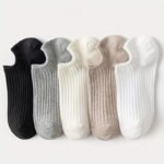 1/5 Pairs No Show Solid Socks, Simple & Breathable Unisex Boat Socks, Women'S Stockings & Hosiery - Image 3