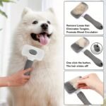 1Pc Professional-Grade Pet Massage Comb & Brush - One-Click Undercoat Remover For Dogs & Cats, Gentle Shedding Tool With Detachable Loose Hair, Reduces Shedding Frequency, Reduces Baths - Sensitive Beige Grooming Brush - Image 9