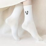 5 Pairs Women'S Mid-Calf Socks - Cute Cartoon-Themed Long Socks With Expressive Faces, Soft Breathable Warm Winter Socks For Everyday & Formal Outfits - Spring, Fall, Winter Fashion Accessories (5 Pairs), Cute Socks, Seasonal Fashion, Playful Design, Comfortable Fit, Trendy Socks, Fashionconscious Women - Image 4