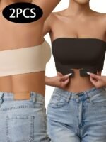 1Pc Of New Seamless Strapless Strap No Underwire Front Buckle Wrap Bra Underwear Women, Bandeau Invisible Anti-Light Anti-Slip Non-Slip Seamless Inner Bra, Bandeau Anti-Slip Line Small Chest Gathered Bra - Image 5