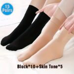 10/15 Pairs Solid Crew Socks, Comfort & Breathable Mid Tube Socks, Women'S Stockings & Hosiery - Perfect For Fall & Winter - Image 6