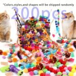 200Pcs/64Pcs/32Pcs/16Pcs Mixed Cat Toy Set - Assorted Plastic Toys For Multiple Cats, Random Colors & Styles, Keeps Playtime Fun Every Day (Plastic/Polyester/Artificial Feathers) - Image 10