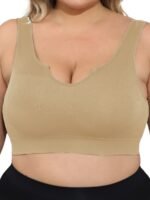 Women'S Daily Casual Low-Collar Non-Removable Chest Pad Bra, Seamless Breathable, Medium Stretch Polyamide Knit Fabric, 120G/?, Solid Color, Easy Comfortable, Sexy, For Women - Image 8