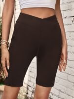 Women'S High-Waisted Yoga Shorts - Quick-Dry, Compression Running Shorts With Elastic Waistband & Drawstring, Breathable Stretch Fabric, White, Workout Shorts - Image 10
