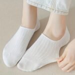 6 Pairs Solid Pinstripe Boat Socks, Simple Comfy & Breathable Socks, Women'S Stockings & Hosiery - Image 7