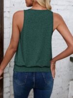 Women'S Casual V-Neck Knit Tank Top, 95% Polyester 5% Elastane, Solid Color Summer Sleeveless Shirt - Image 7