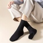 5 Pairs Of Men'S Solid Color Crew Socks, Sweat-Absorbing And Breathable, Suitable For All Seasons Wear, Business Socks, Sports Socks, Men'S And Women'S Socks, Sweat-Resistant - Image 7