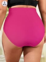 1Pc Plus Size High-Waist Tummy Control Women'S Underwear - Breathable Mesh, Cross-Compression Design, Seamless Briefs For Butt Lifting And Slimming Waist Reduction, Elegant Purple, Tummy Control Shapewear - Image 10