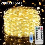 Bzpcf 1Pc Usb Fairy String Lights, 20.12Meter 200Led, 10.06Meter 100 Led, 5.0Meter 50Led, Silver Wire, 8 Lighting Modes, Remote Control, Usb Powered, Non-Rechargeable, Button Control, For Wedding, Bedroom, Ceiling, Christmas Decoration - Image 7
