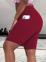 Women'S High-Waisted Plus Size Side Pocket Shorts, Breathable Workout Leggings For Women, Fitness Apparel - Image 6