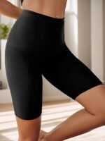 1 Pair Cxyin High-Waist Sweat Sauna Shorts For Women - Black, Tummy Control And Slimming Leg Shaper, Breathable Polyester/Elastane Blend, Ideal For Summer Workouts, Workout Shorts - Image 6