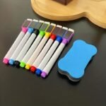8 Pcs Scratch-Free Erasable Whiteboard Pens - Color Random Set, Easy To Wipe Board Eraser, Magnetic Erasable Markers - Office Supplies - Image 5