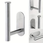 Stainless Steel Toilet Paper Holder, Self-Adhesive Wall Bracket, Modern Bathroom Tissue Holder, Shower Towel Rack Accessory - Image 14