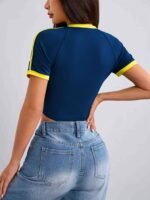 Letter Print Crew Neck T-Shirt, Y2K Short Sleeve Crop T-Shirt For Spring & Summer, Women'S Clothing - Image 6