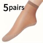 10 Pairs Of 5 Pairs Of Ice-Feeling Breathable Socks- Stockings, Women'S Socks, Spring, Summer, Autumn Bottom, Sweat-Absorbent Non-Slip Socks, Flesh-Colored Anti-Snagging Silky Medium Thin Model - Image 7