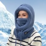 Women'S Plush Winter Mask Hat & Scarf - One-Piece Face Cover With Adjustable Drawstring, Elastic Face For Skiing, Cycling, Outdoor Sports - Lightweight Warm Beige/White Hooded Neck Warmer (Hand Wash Only) - Image 11