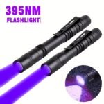 1/2Pcs 395Nm Uv Black Light Flashlight,For Leak, Pet Urine, Hotel Inspection,Dry Stain And Dye Detector Ultraviolet Invisible Ink Torch, Small Portable Pocket Pen Lights(Notinclude Battery), Portable Flashlight