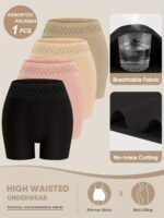 Random 4 Colors Random Plus Size Panties Women'S Underwear Shorts Peach Hip Shorts Fashion Contrast Color High Waist Tummy Control Body Shapin - Image 5