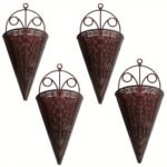 2/4Pcs Creative Simulation Hanging Vase Flower Basket, Triangle Wall Art Rattan Woven Wall Hanging Flower Device, Indoor Decoration Hanging Basket Flower Pot Holder - Image 5