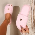 New High-End Fashion Love-Decorated Plush Slippers For Women With Open Toes, Soft And Comfortable, Lightweight, Suitable For Bedroom, Living Room, Home, Suitable For All Seasons - Image 6