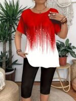 Elegant Plus Size Crew Neck T-Shirt With Floral Print - Soft Medium Stretch Fabric, Short Sleeve Top For Women, Casual Wear, All Season Tee|Floral Print Top|Comfortable Fit, Plus Size Clothing - Image 7