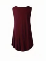 Women'S Plus Size Sleeveless Olive Green Round Neck Tank Top - Loose Fit Summer Vacation Top, Machine Washable Casual Chic Shirt For Beach Outings & Lounge Wear, Summer Tank Tops - Image 10