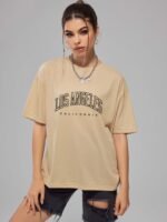 Solid Color Letter Print Casual Sports T Shirt, Soft Crew Neck Short Sleeve Tee, Women'S Clothing - Image 3