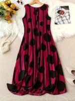 Large Women'S Elegant Sleeveless Dress Casual Print Round Neck Dress - Image 8