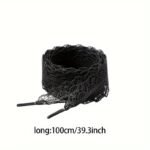 2Pcs Lace Shoelaces, Black And White Two-Color Lace Shoelaces - Image 2